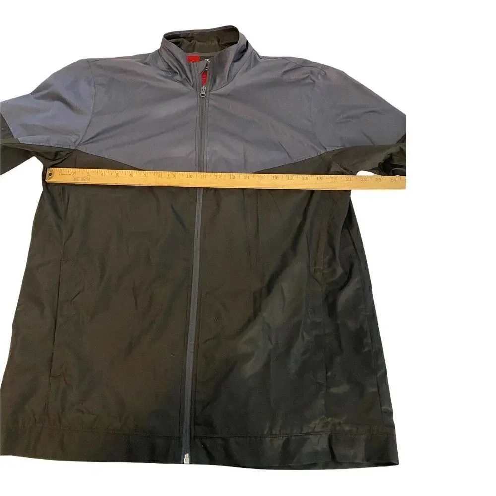 Starter Mens Windbreaker Jacket Full Zip Size M Black and Gray Tu Tone